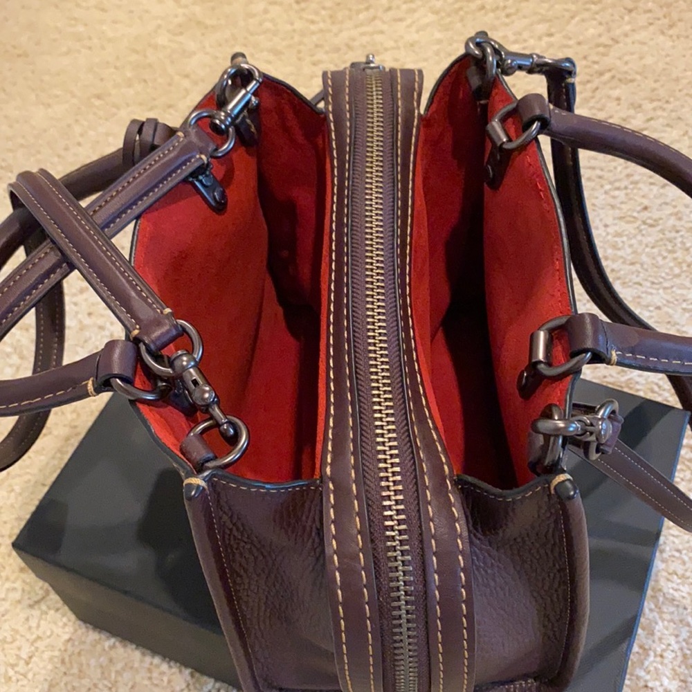 Coach Burgundy Leather Satchel with Red Interior - Picture 5 of 8